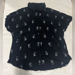 Dancing skeleton button up Top